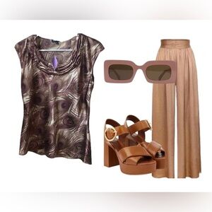 🆕ANNE KLEIN  peacock small sleeves top S